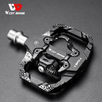 hyfvbujh►□  WEST BIKING 2 In 1 Pedals SPD Self-Locking Pedal DU MTB Road Anti-slip Flat Cycling Part Accessories