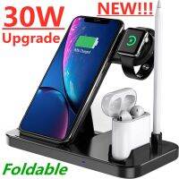 ZZOOI NEW 30W 4 in 1 Wireless Charger Stand Pad For iPhone 13 12 11 X Apple Watch 7 6 Airpods Pro Pencil  Fast Charging Dock Station