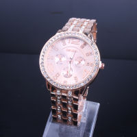 คู่แถบเหล็กนาฬิกา Rose Gold Tuhao Gold ไม่ซ่อมแถบเหล็กนาฬิกา Diamond Dial Casual Men Watch