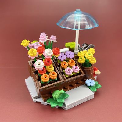 【Candy style】 โมเดลบล็อกตัวต่อ รูปร้านบูธดอกไม้ ของเล่นสําหรับเด็ก