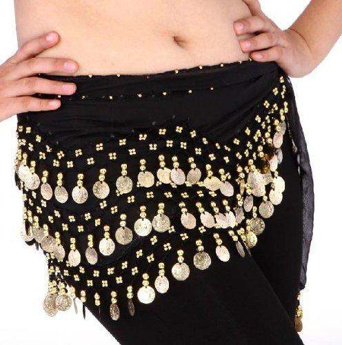 Buy Home Chiffon Dangling Gold Coins Belly Dance Hip Skirt Scarf Wrap