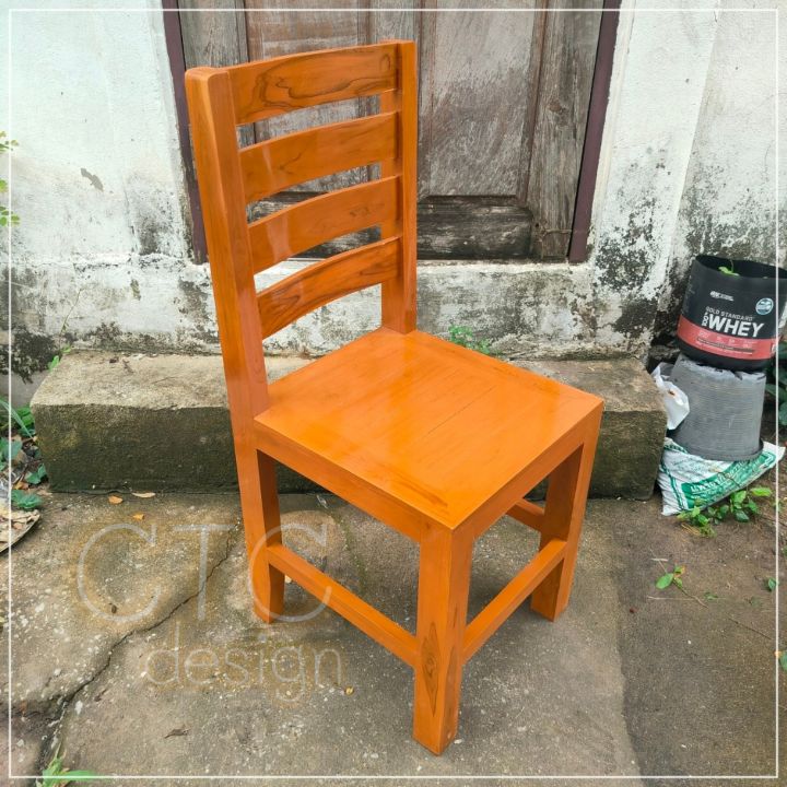 พร้อมส่ง-ctc-เก้าอี้โต๊ะอาหารไม้สัก-เก้าอี้ไม้สักแบบมีพนักพิง-เก้าอี้นักเรียนไม้สัก-งานสำเร็จรูปประกอบแล้ว-เก้าอี้ไม้สัก-สีย้อมไม้สัก