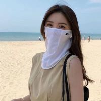 ﹍♝ Golf sunscreen ice silk mask veil anti-UV outdoor sports breathable black and white scarf GOLF