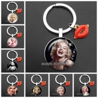 American Movie Star Marilyn Monroe Keychain with Pendent of  Red Lips Vintage Icon Idol Photo Key Chain Ring Fans Jewelry Key Chains