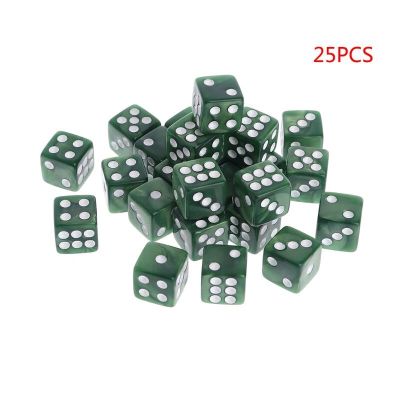 ；。‘【； 25Pcs 12Mm 6 Side Dice Green/Coffee Resin Square Dots Dice For Club Party Entertainment Toys Dice