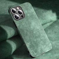 Luxury Lambskin Leather Phone Case For iPhone 14 13 12 11 Pro Max Mini X XS XR 7 8 Plus SE Retro Solid Color Soft Silicone Cover