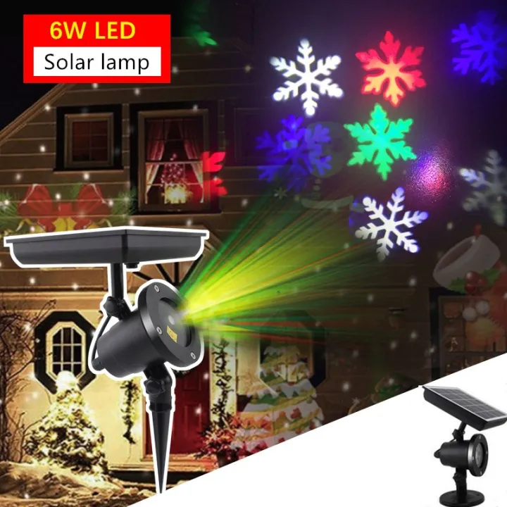Solar powered Christmas Snowflake Projector Lights Waterproof Snowfall