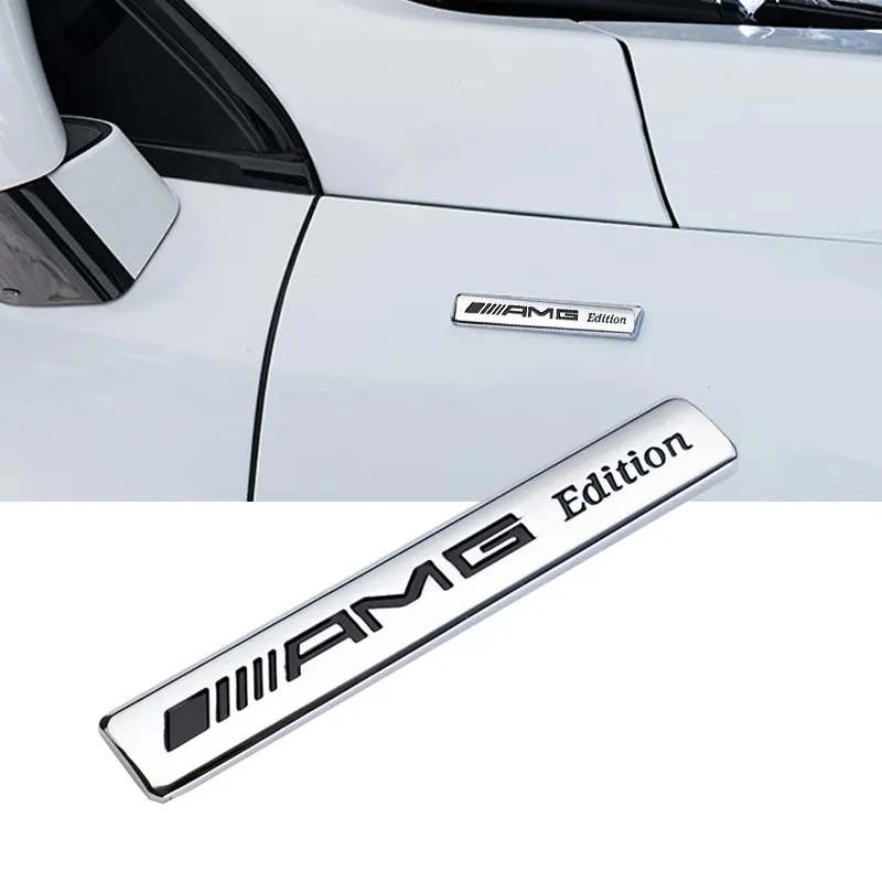 Silver AMG Emblem Side badge Sticker for Mercedes Benz A CLA GLA C E S AMG