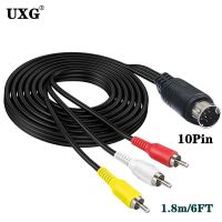 10 Pin Audio And Video DIN 10pin Cable To 3xRCA 3 RCA Composite Compatible Audio Video Cable 1.8m 6FT