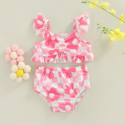 Đồ Bơi Bé Gái 0-3Y Bộ Bikini Cho Bé Bộ Đồ Tắm Xếp Nếp In Hoa Mùa Hè Đồ Đi