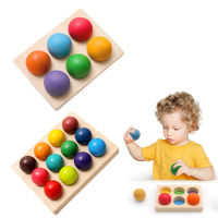 612PCS Wooden Rainbow Block Stacking Toys Rainbow Building Blocks Balls Montessori Eductaional Toy Kids Birthday Gift