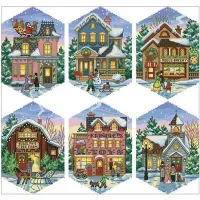 Christmas Village Embellishment counted 11CT 14CT 18CT DIY Cross Stitch Sets wholesale Cross-stitch Kits Embroidery Needlework