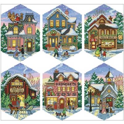 Christmas Village Embellishment counted 11CT 14CT 18CT DIY Cross Stitch Sets wholesale Cross-stitch Kits Embroidery Needlework