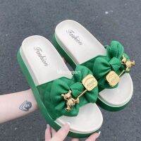 New Fashion Bowknot Womens Slippers Summer Women Slippers Indoor Outdoor Green Flip Flops Beach Shoe Home Non-slip EVA Slippers