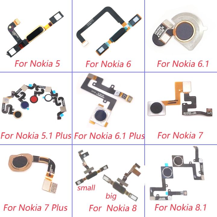 เครื่องสแกนลายนิ้วมือสำหรับ Nokia 5 6 8 7 5.1บวก6.1 X5 X6เซ็นเซอร์สัมผัสอะไหล่สายเคเบิลเฟล็กซ์ริบบอน