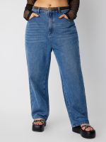 Cider Denim Roll Hem Straight Leg Jeans with Belt Curve &amp; Plus