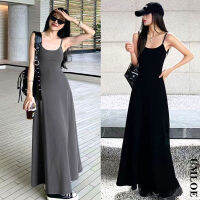 พร้อมส่ง ชุดเดรสผ้าฝ้ายหญิง กระโปรงที่ทันสมัย A-line Maxi Dresses