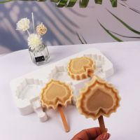 Various Styles love Shape Ice Cream Silicone Mold Sorbet 3 Cavity Pattern Iron Tower Popsicle Set with Lid kitchen ice cube tray Ice Maker Ice Cream M