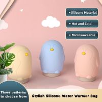 Mini Hot Water Bag Cartoon Penguin Shape Silicone Hand Warmer Cold and Hot Dual-use Fillable Portable Water Warmer-Bags