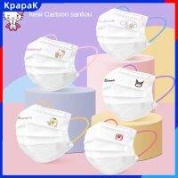 KAPPak หน้ากากบรรจุภัณฑ์3ชั้น,สไตล์มหาลัยการ์ตูนสายคล้องหูน่ารักหลากสีสันค่า10ชิ้น/แพ็คดั้งเดิม