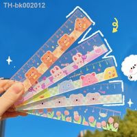 ☊ 15Cm Cute Kawaii Study Time Cartoon Ruler Multifunction Diy Drawing Plastic Rulers for Kids Student Office School Stationery