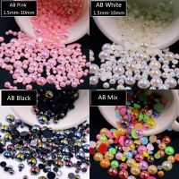 Multi Size AB Colors Half Pearl Mixed Size from 1.5mm To 10mm Craft ABS Resin Flatback Half round imitation pearls DIY Beads Beads