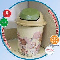 Thùng rác nắp lật tròn bé in hoa nhựa Việt Nhật, sọt rác văn phòng, nhà bếp, phòng tắm cao cấp bền đẹp (MS 5313) thumbnail