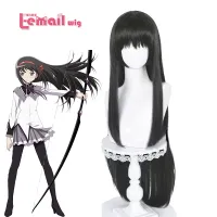 L- วิกผมสังเคราะห์ผม Puella Magi Madoka Magica Akemi Homura คอสเพลย์วิกผม90เซนติเมตรยาวสีเทาวิกผมแฟชั่นวิกผมทนความร้อน