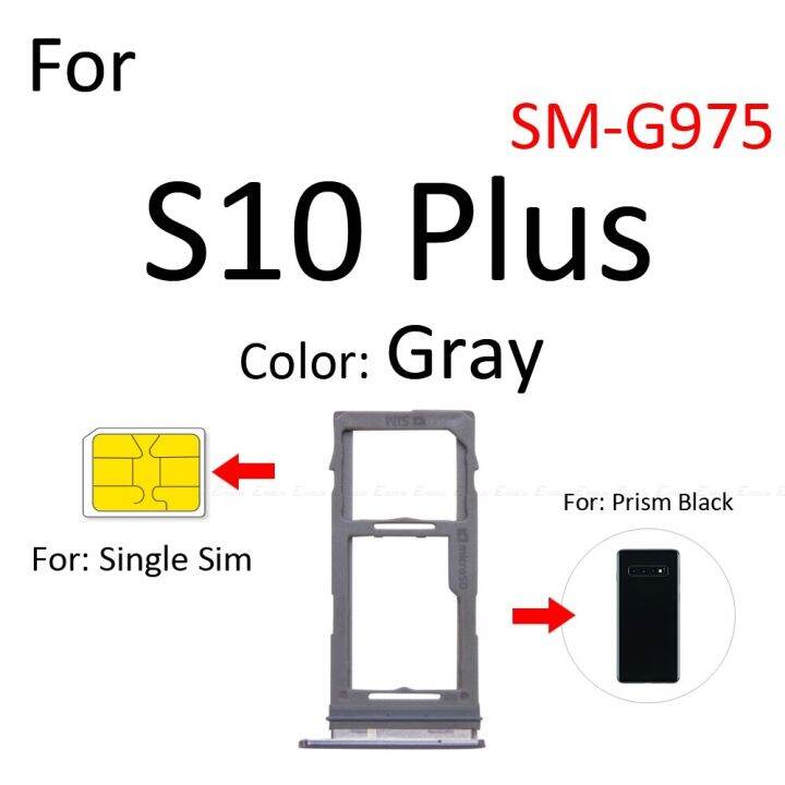 hot-anlei3-ช่องใส่ซิมการ์ดช่องเสียบถาดเครื่องอ่านตัวเชื่อมต่อที่ใส่-adapter-micro-sd-สำหรับ-samsung-galaxy-s10บวก-g975-g973ชิ้นส่วน