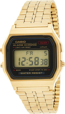 Casio Collection Womens Watch A159WGEA Black/Gold