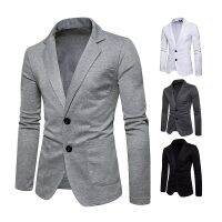 ZZOOI Mattswag Mens Formal Simple Business Blazers Spring Autumn Solid Color Two Buttons Jackets Casual Slim Fit Gentleman Coats Homme