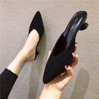 New Women Casual Sandals Pointed toe Fashion shoes 尖头粗跟单鞋包头中跟女凉鞋