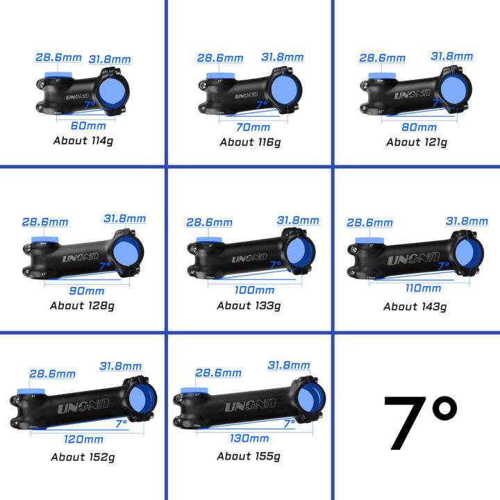 uno-stem-mtb-bike-stem-7-17-35องศา-ultralight-alu-stem-road-bicycle-stem-60-70-80-90-100-110-120-130mm-handlebar-stem-สำหรับ28-6mm-fork