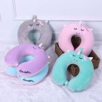 ZZOOI Cartoon Unicorn U Shaped Travel Pillow Car Air Flight Inflatable Pillows Neck Support Headrest Cushion Soft Memory Foam Pillow