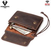 ZZOOI New Arrival Slim Wallet Vintage Men Genuine Leather Small Coin Pouch RFID Top Layer Cowhide Card Holder Mini Clutch Money Bag