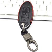 ♚﹉ Car Key Case Cover For Infiniti FX35 Q50 QX60 G35 G37 Q60 QX60 For Nissan Note Leaf Micra Leather Key Chain Holder Accessories