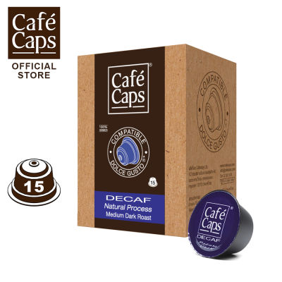 Cafecaps - Coffee Nescafe Dolce Gusto Compatible Decaf (1 กล่อง X15 แคปซูล) - Dolce Gusto Coffee แคปซูลที่เข้ากันได้แคปซูลกาแฟที่ ส่วนผสมของเมล็ดอาราบิก้าหอมกรุ่น 100% ที่ผ่านการสกัดคาเฟอีนอย่างพิถีพิถัน แคปซูลกาแฟใช้ได้กับเครื่อง Dolce Gusto เท่านั้น