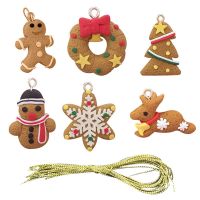 [A Warm]6Pcs Gingerbread Man เครื่องประดับคริสต์มาส Deer Snowman Chrismas Tree จี้ Decoracion Navidad ตกแต่งปีใหม่ Party Suplies