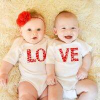 Love Twin s Unisex s Matching Twin Bodysuits Boy and Girl Summer Short Sleeve Jumpsuit Heart Playsuit Lovely Wear