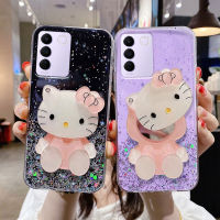 เคส Vivo Y36 V27e V27 V27 Pro 5G กลิตเตอร์ ลายเลื่อมดาวพร้อมกระจกแต่งหน้าคิตตี้ เคสโทรศัพท์Vivo Y36 4G 2023 นุ่มเคสฝา