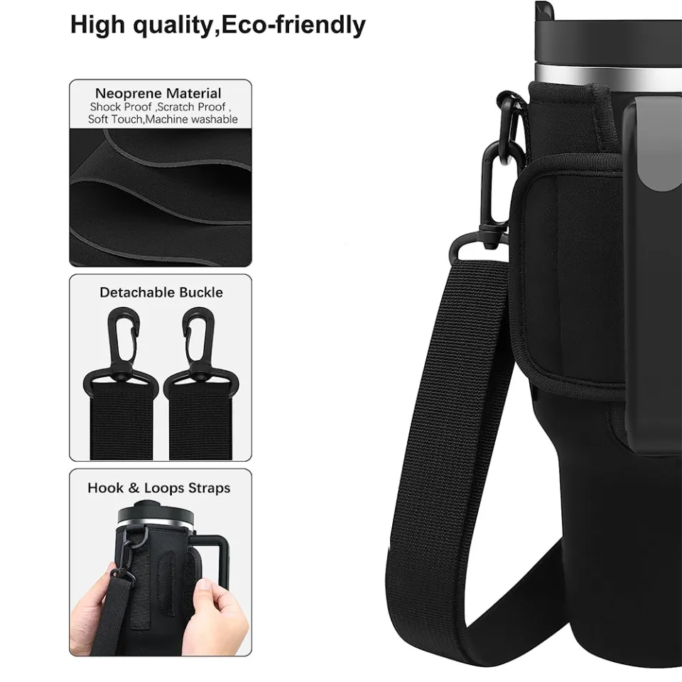 Nuovoware Water Bottle Carrier Bag Fits Stanley 40 Oz Tumbler With Handle,  Water Bottle Bag With Adjustable Shoulder Strap, Neoprene Water Bottle