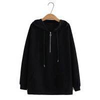 【มีไซส์ใหญ่】Plus Size Womens XL-4XL Hooded Spring Autumn Hoodies Solid Color A-line Fashion Female Outerwear