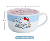 Kitty ceramics Bowl breakfast Instant noodle bowl Soup Bowl Dessert bowl Children tableware student Kitchen Household Dinnerware