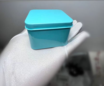 [COD] กล่องเหล็กบรรจุต่างหูมุก หัวขั้ว福尼สีฟ้า