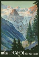 ■□□ Trafoi Passo Dello Stelvio Travel Art Film Antik Italia Poster Sutra Cetak Dekorasi Dinding Rumah 24X36 Inci