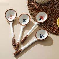 Japanese Ceramic Long Handle Small Soup Spoon Dessert Snack Ice Cream Spoons Household Coffee Scoop Tableware Kitchen Supplies Serving Utensils