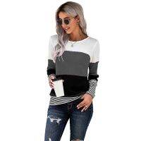 Autumn And Winter Woman Knitted Clothes Sweaters Stitching Color Long Sleeve Winter Blouses For Top Clothing For Womens