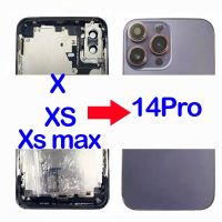 DIY ที่อยู่อาศัยสำหรับ iPhone X XS XSMAX ถึง14 Pro ด้านหลัง Midframe X กรณีเช่น14 PRO XS ถึง14 PRO กรอบ X XS MAX ถึง13 PRO ปกหลังกลางแชสซีกรอบซิมถาดด้านข้างที่สำคัญที่ตราไว้หุ้นละ