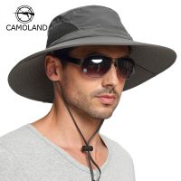 CAMOLAND Large Brim Men Fisherman Hat Outdoor Sunscreen Cap Proof Sunshade Hat Summer Outdoor Hiking Quick Drying Sun Hat