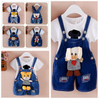 Kids Bibs Denim Overalls Cute Embroidery Cartoon Children Shortalls Jumpsuit For Boys Girls